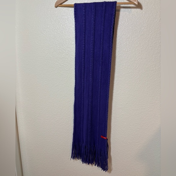 ESPRIT Purple Cable Knit Scarf with Fringe | cold weather | wardrobe staples | - Picture 2 of 3